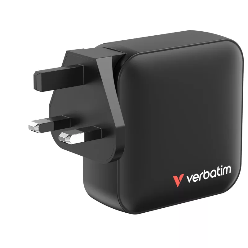 Verbatim Mini GaN Charger 165W 4 Port US plug z EU and UK adaptors