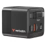 Verbatim GaN Charger 65W 2 Port wysuwany kabel wyświetlacz wtyczki US z adapterami EU i UK