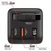 Verbatim GaN Charger 65W 2 Port wysuwany kabel wyświetlacz wtyczki US z adapterami EU i UK