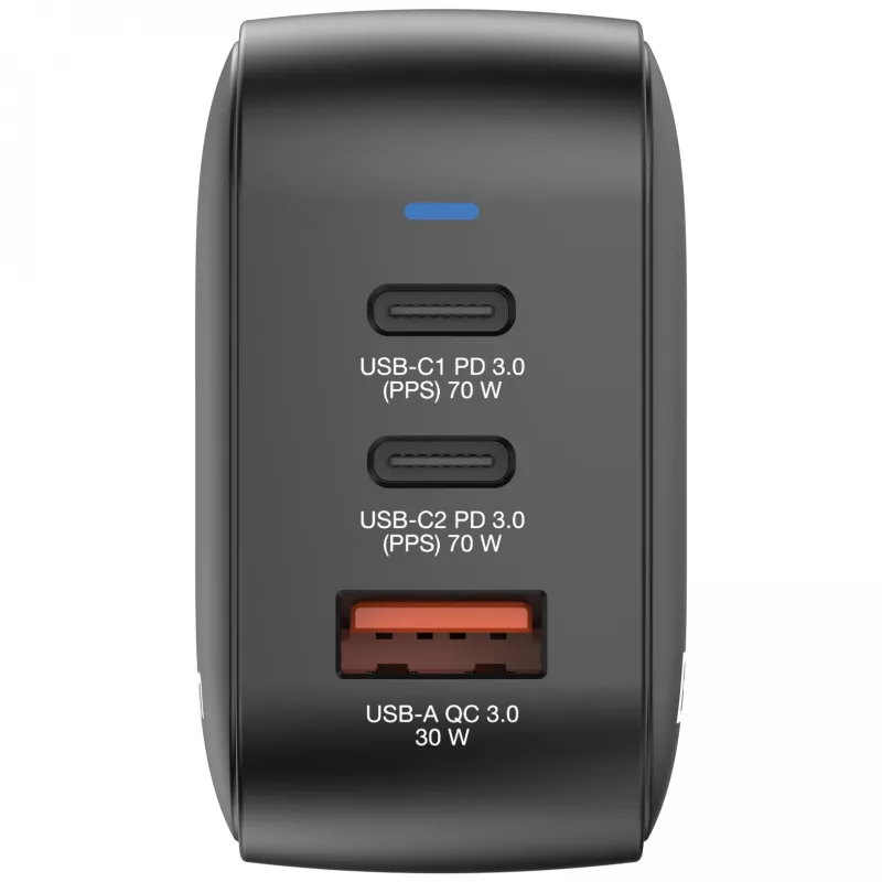 Mini ładowarka GaN Verbatim 70 W 3 porty wtyczka US z adapterami EU i UK