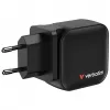 Mini ładowarka GaN Verbatim 70 W 3 porty wtyczka US z adapterami EU i UK
