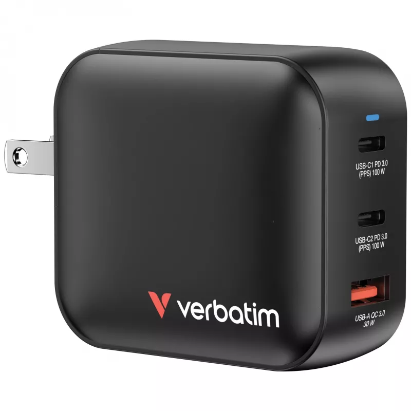 Verbatim GaN Charger 100W Universal Czarny AC Fast charging Indoor