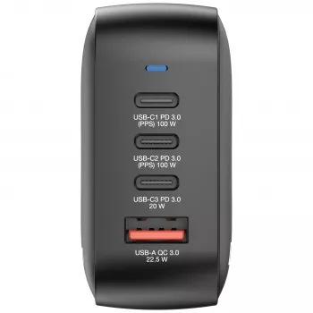 Mini ładowarka Verbatim GaN 100 W 4 porty wtyk US z adapterami EU i UK