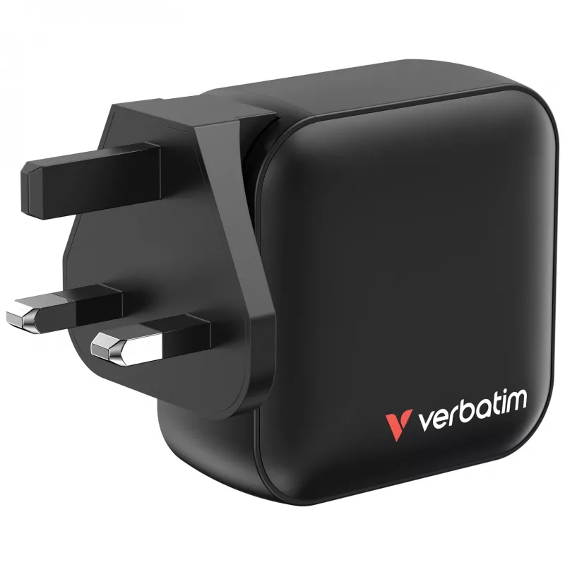 Mini ładowarka Verbatim GaN 100 W 4 porty wtyk US z adapterami EU i UK