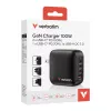 Mini ładowarka Verbatim GaN 100 W 4 porty wtyk US z adapterami EU i UK