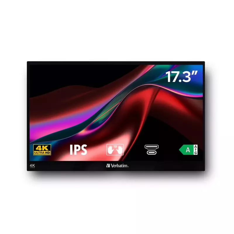 Monitor Verbatim Portable Touchscreen 17.3 cala 4K Ultra HD LCD 3840 x 2160