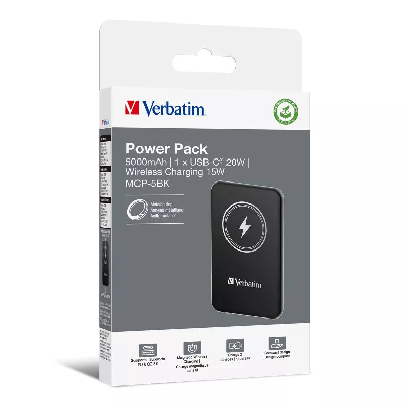 Powerbank VERBATIM Charge AnA Go 5000mAh magnetyczny bezprzewodowy, czarny