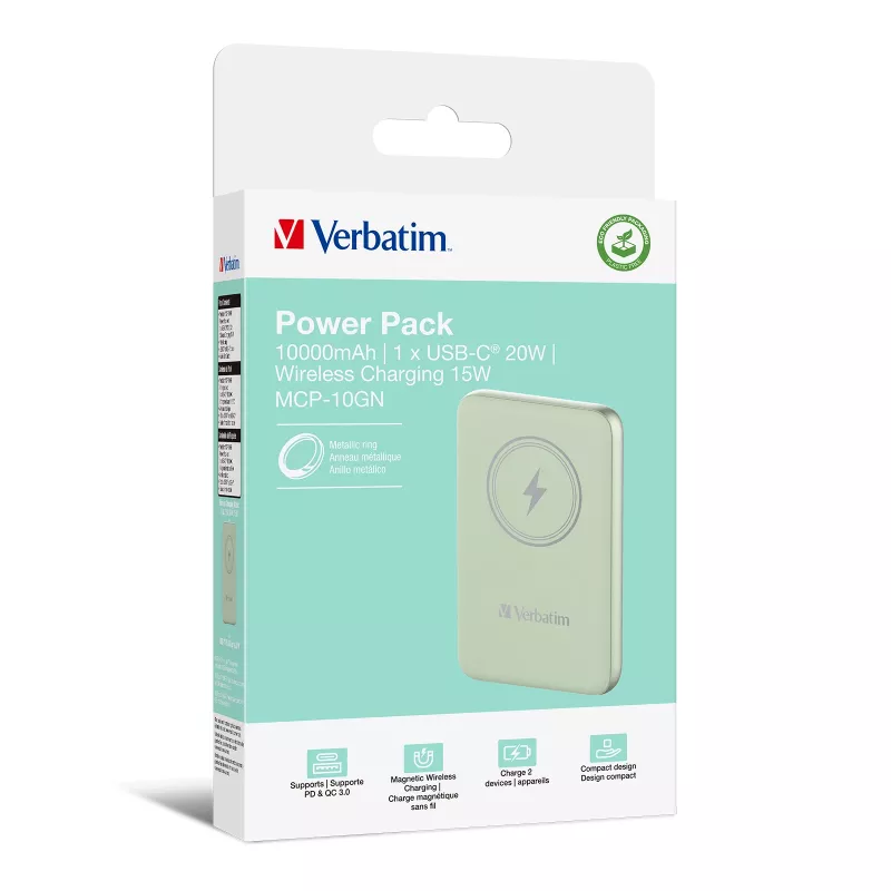 Verbatim Charge 'n' Go Magnetic Wireless Power Bank 10000mAh zielony