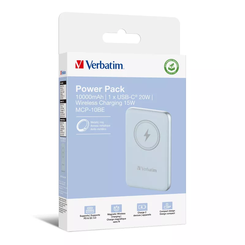 Verbatim Charge 'n' Go Magnetyczny Bezprzewodowy Power Bank 10000mAh Niebieski