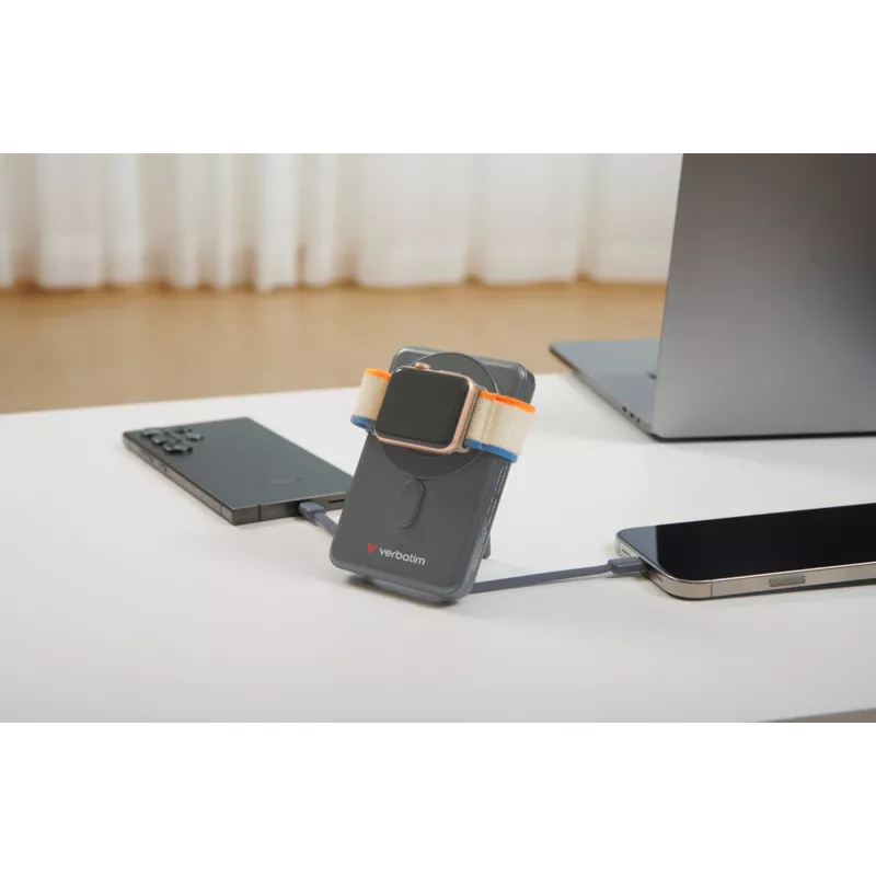 Verbatim Charge'n'Go 2C Powerbank 5000 mAh Szary, 5000 mAh, Adaptive Fast Charging, Power Delivery 3.0, Quick Charge 3.0, Ładowanie bezprzewodowe, 3,85 V, 20 W, Szary