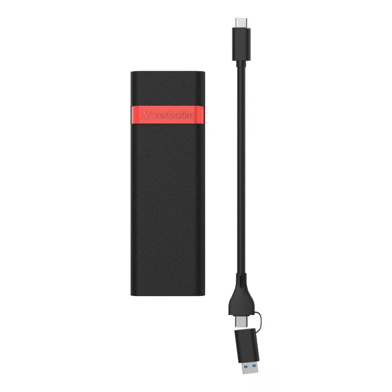 Verbatim M.2 NVMe SSD Enclosure Kit, obudowa SSD, M.2, PCI Express, 10 Gbit/s, łączność USB, czarny, czerwony