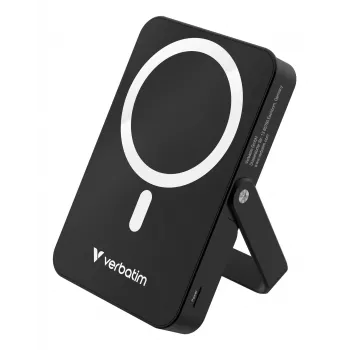 Verbatim Charge 'n' Go Magnetic Wireless Power Bank z podstawką – 10000 mAh, czarny