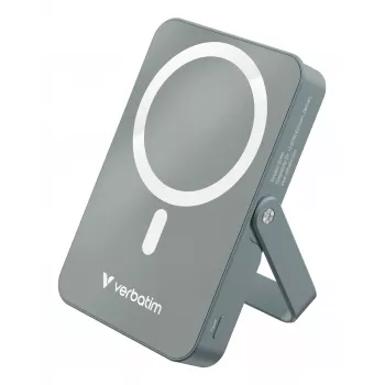 Verbatim Charge 'n' Go Magnetic Wireless Power Bank z stand - 10000 mAh szary