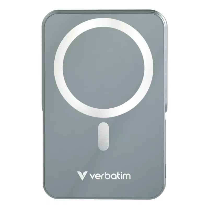 Verbatim Charge 'n' Go Magnetic Wireless Power Bank z stand - 10000 mAh szary