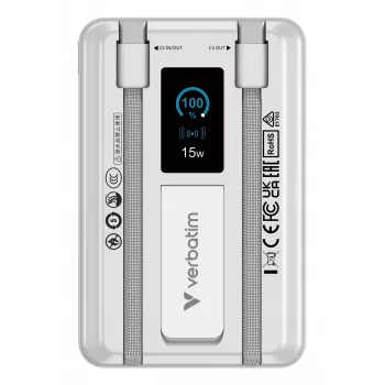 Verbatim Charge'n'Go 2C & Display Power Bank 10000 mAh Srebrny