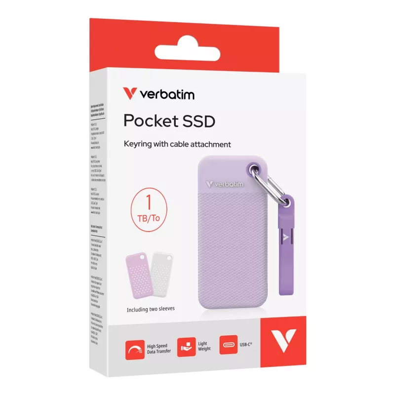 Verbatim Pocket SSD USB 3.2 Gen 2 1TB fioletowy incl. two rubber sleeves