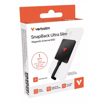 Verbatim SnapBack Ultra cienki SSD 1TB USB Type-C USB 3.2 Gen 2x2 Czarny