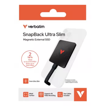 Verbatim SnapBack Ultra cienki SSD 2TB USB Type-C USB 3.2 Gen 2x2 Czarny