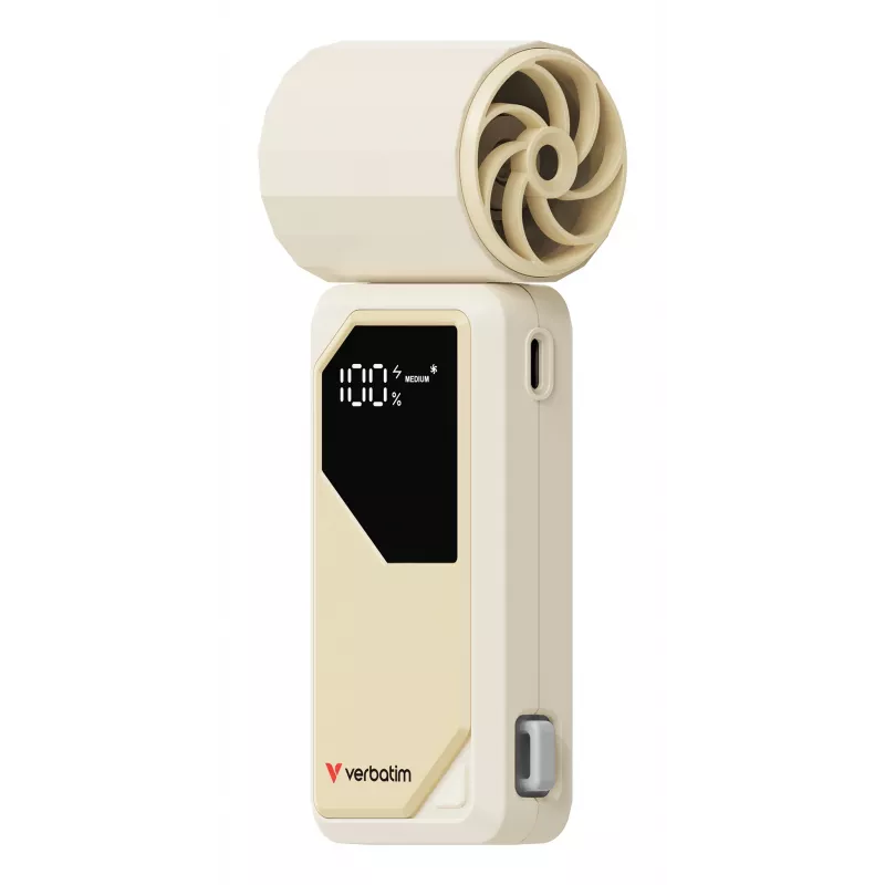 Verbatim Cool’n’Go AirJet Wentylator ręczny biały/srebrny, Srebrny, Biały, Wentylator ręczny, 1 szt., 6 W, Litowo-jonowy (Li-Ion), 3,7 V