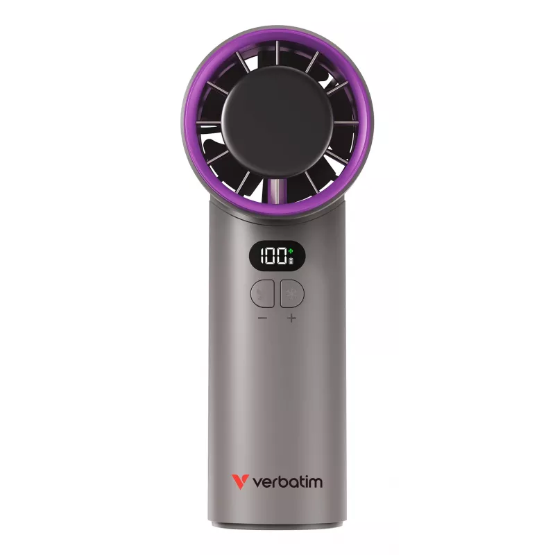 Verbatim Cool’n’Go IceTouch Handheld Fan szary/fioletowy, szary, fioletowy, 1 fan(s), Handheld fan, 1 szt., 8 W, Lithium-Ion (Li-Ion)