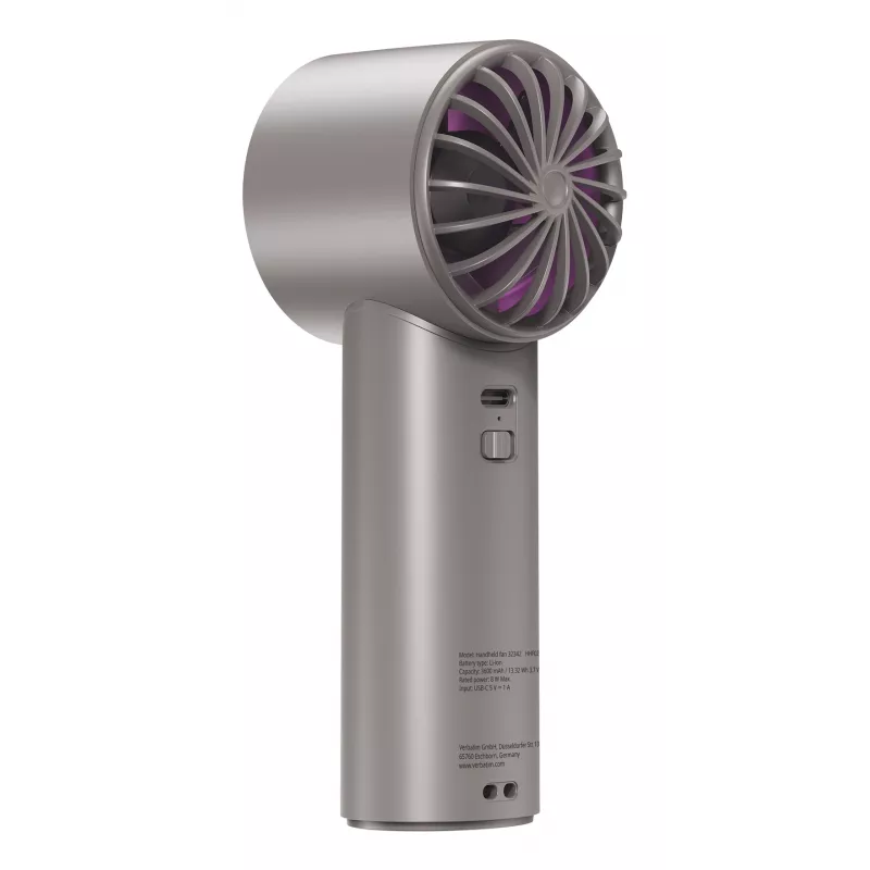 Verbatim Cool’n’Go IceTouch Handheld Fan szary/fioletowy, szary, fioletowy, 1 fan(s), Handheld fan, 1 szt., 8 W, Lithium-Ion (Li-Ion)