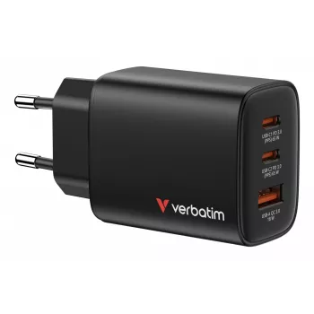 Ładowarka Verbatim Essentials GaN 65W z wtyczką EU, czarna, do użytku wewnątrz pomieszczeń, AC, 20 V, czarna