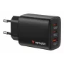 Ładowarka Verbatim Essentials GaN 65W z wtyczką EU, czarna, do użytku wewnątrz pomieszczeń, AC, 20 V, czarna