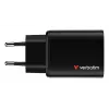 Ładowarka Verbatim Essentials GaN 65W z wtyczką EU, czarna, do użytku wewnątrz pomieszczeń, AC, 20 V, czarna
