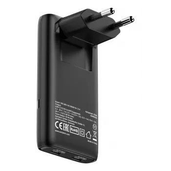 Verbatim Fold 'n' Go GaN Charger 65W wtyczka EU czarna, Do użytku wewnątrz, AC, 20 V, Czarna