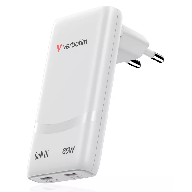 Verbatim Fold 'n' Go GaN Charger 65W EU plug biały