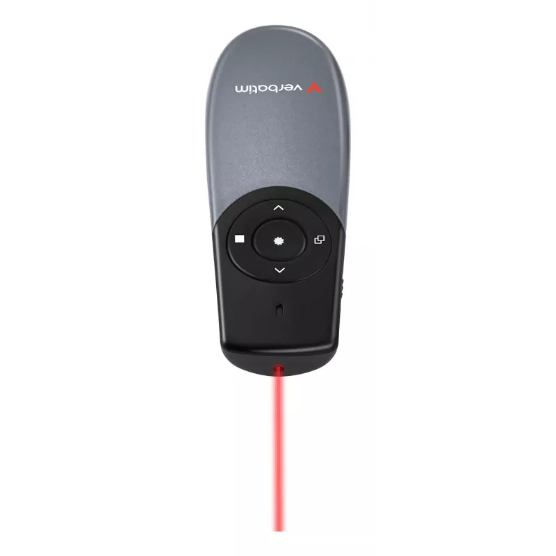 Prezenter bezprzewodowy Verbatim Focus z czerwonym wskaźnikiem laserowym, RF, USB, 30 m, czarny, srebrny