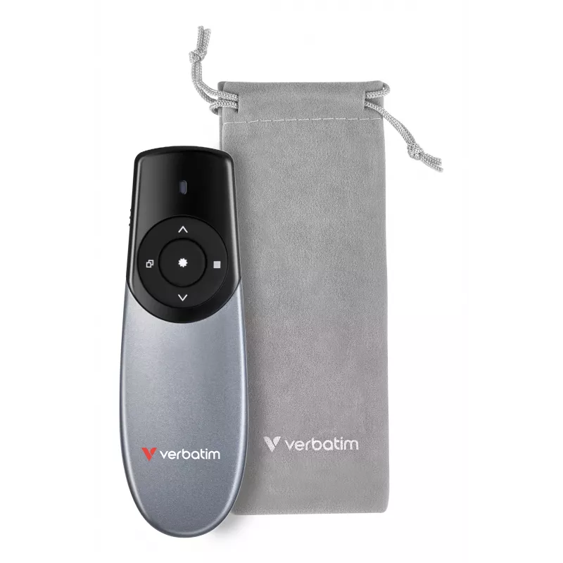 Prezenter bezprzewodowy Verbatim Focus z czerwonym wskaźnikiem laserowym, RF, USB, 30 m, czarny, srebrny