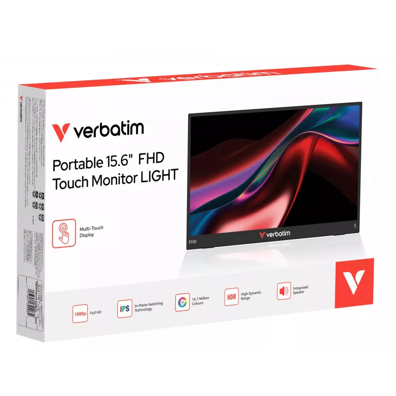 Monitor przenośny Verbatim 15.6 cala FHD Dotykowy LCD 1920 x 1080