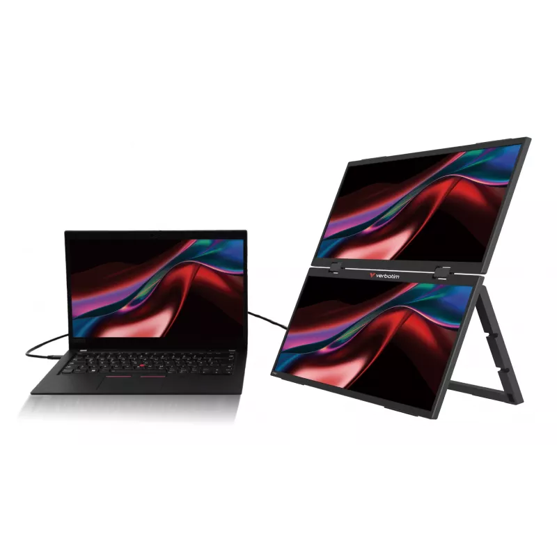 Verbatim Portable 15.6 inch FHD Dual Monitor Essentials, 39,6 cm (15,6 cala), LCD, 1920 x 1080 pikseli, Full HD, 16:9, 10 ms