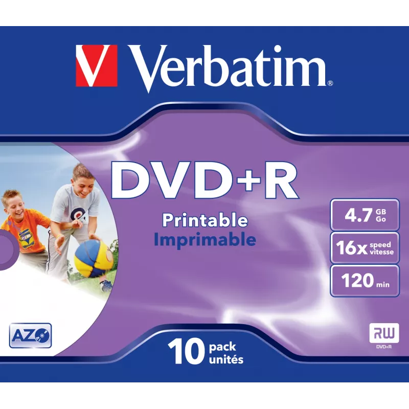 Verbatim DVD+R Wide Inkjet Printable ID Brand, DVD+R, 120 mm, Printable, Jewel case, 10 szt., 4.7 GB