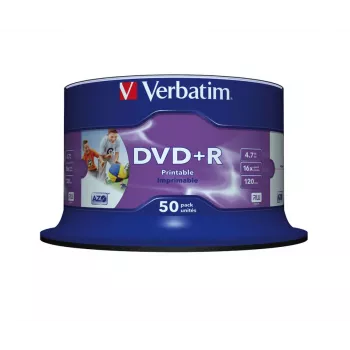 Verbatim DVD+R Wide Inkjet Printable No ID Brand, DVD+R, 120 mm, do druku, Wrzeciono, 50 szt., 4.7 GB