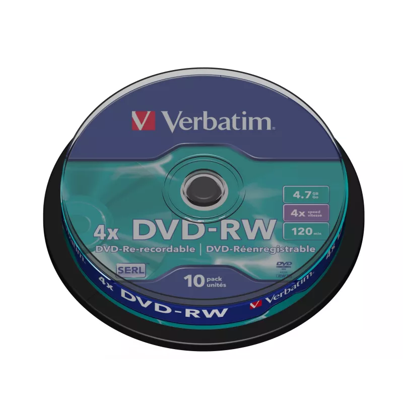 Verbatim DVDVER00072B, DVD-RW, Wrzeciono, 10 szt., 4,7 GB