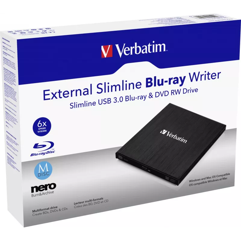 Zewnętrzny cienki napęd optyczny Blu-Ray RW Verbatim 43890