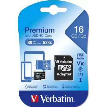MicroSDHC Verbatim Premium 16 GB Class 10 Czarny