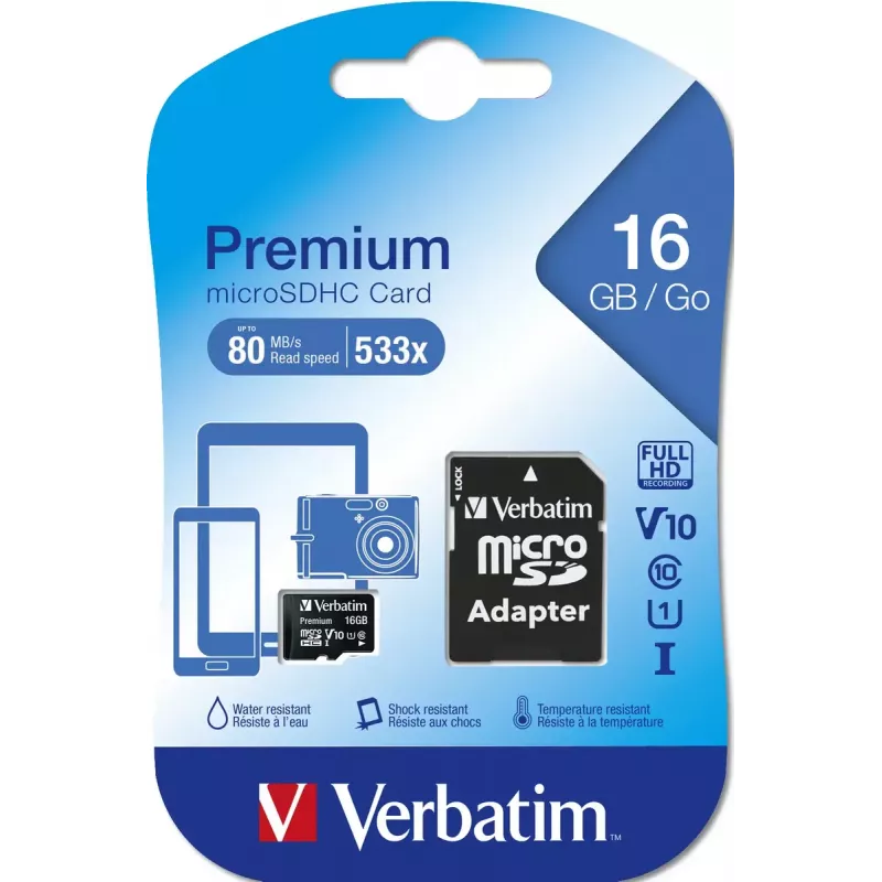 MicroSDHC Verbatim Premium 16 GB Class 10 Czarny