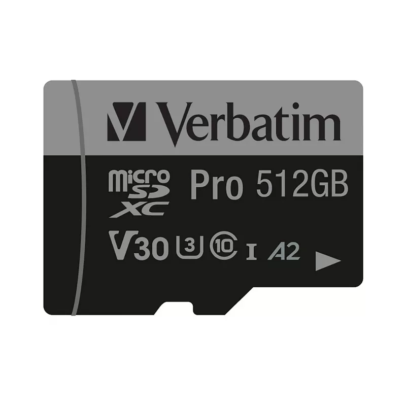 Verbatim Pro U3 512GB Karta microSDXC, 512 GB, MicroSDXC, Class 10, UHS-I, 100 MB/s, 90 MB/s