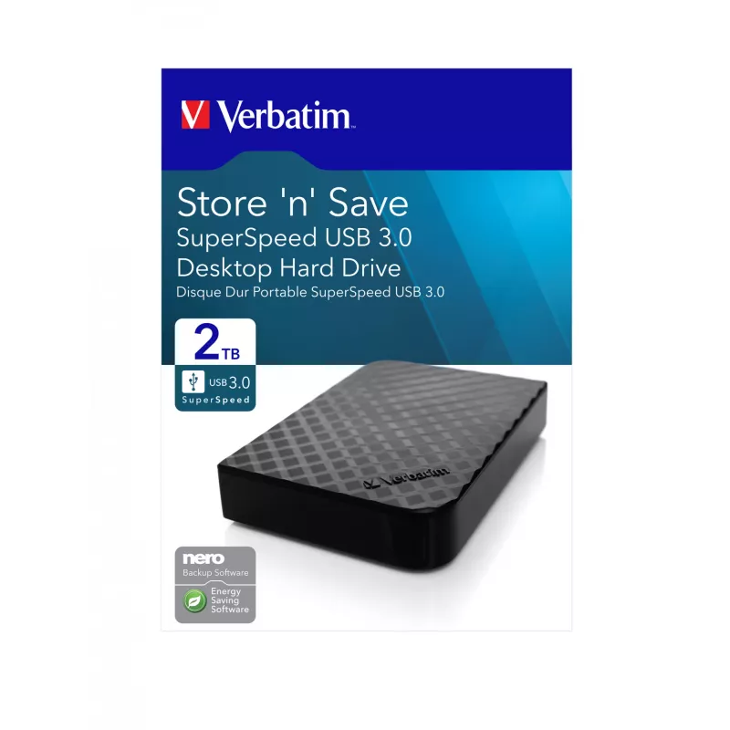 Verbatim Store 'n' Save 2TB USB 3.0, 2 TB, 3.2 Gen 1 (3.1 Gen 1), Czarny