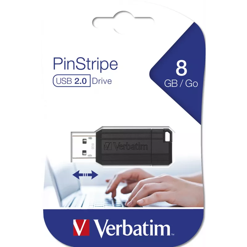 Pendrive Verbatim 8 GB USB Type-A PinStripe Czarny
