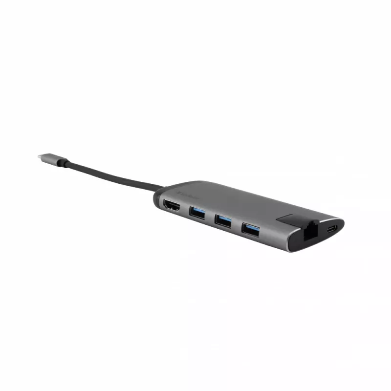 Verbatim 49142 stacja dokująca/replikator portów do laptopa USB 3.2 Gen 1 (3.1 Gen 1) Type-C Czarny, Srebrny