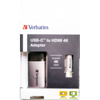 Verbatim 49143 przejściówka wideo 0,1 m USB Type-C HDMI Czarny, Srebrny