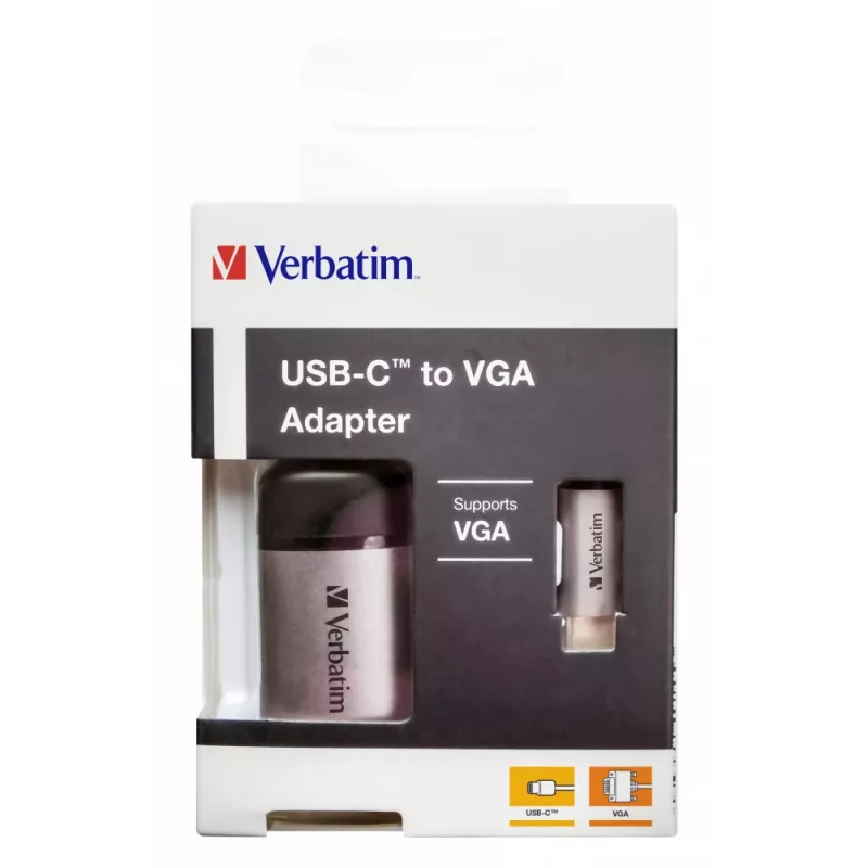 Verbatim 49145 adapter kabla wideo 0,01 m USB Type-C VGA (D-Sub) Czarny, Srebrny