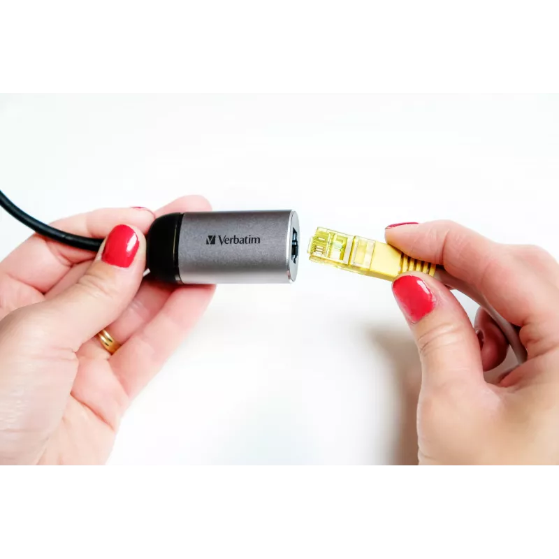 Verbatim 49146 stacja dokująca/replikator portów USB 3.2 Gen 1 (3.1 Gen 1) Type-C Czarny, Srebrny