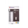 Verbatim USB-C Multiport Hub Czteroportowy koncentrator USB 3.2 Gen 1, USB 3.2 Gen 1 (3.1 Gen 1) Typ-C, USB 3.2 Gen 1 (3.1 Gen 1) Typ-A, 5000 Mbit/s, Szary, Aluminium, Tworzywo sztuczne, 0,15 m