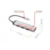 Verbatim USB-C Multiport Hub Czteroportowy koncentrator USB 3.2 Gen 1, USB 3.2 Gen 1 (3.1 Gen 1) Typ-C, USB 3.2 Gen 1 (3.1 Gen 1) Typ-A, 5000 Mbit/s, Szary, Aluminium, Tworzywo sztuczne, 0,15 m