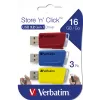 Verbatim Store 'n' Click - napęd USB 2.0 3.2 GEN1 - 3x16 GB - czerwony/niebieski/żółty